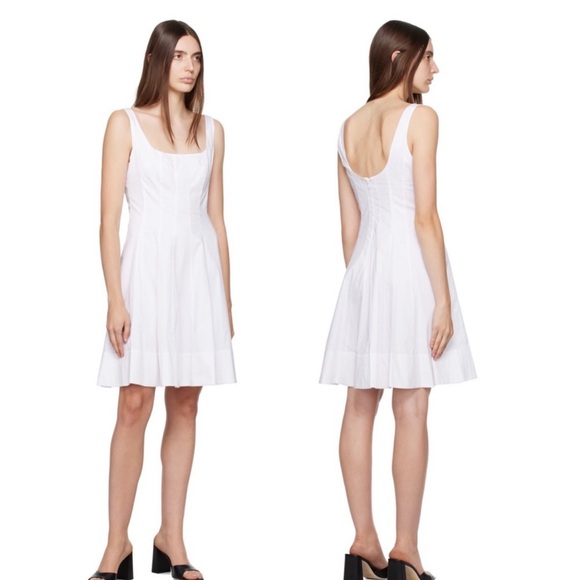 Staud Mini Wells Cotton Stretch Poplin Fit and Flare Dress - Picture 3 of 12